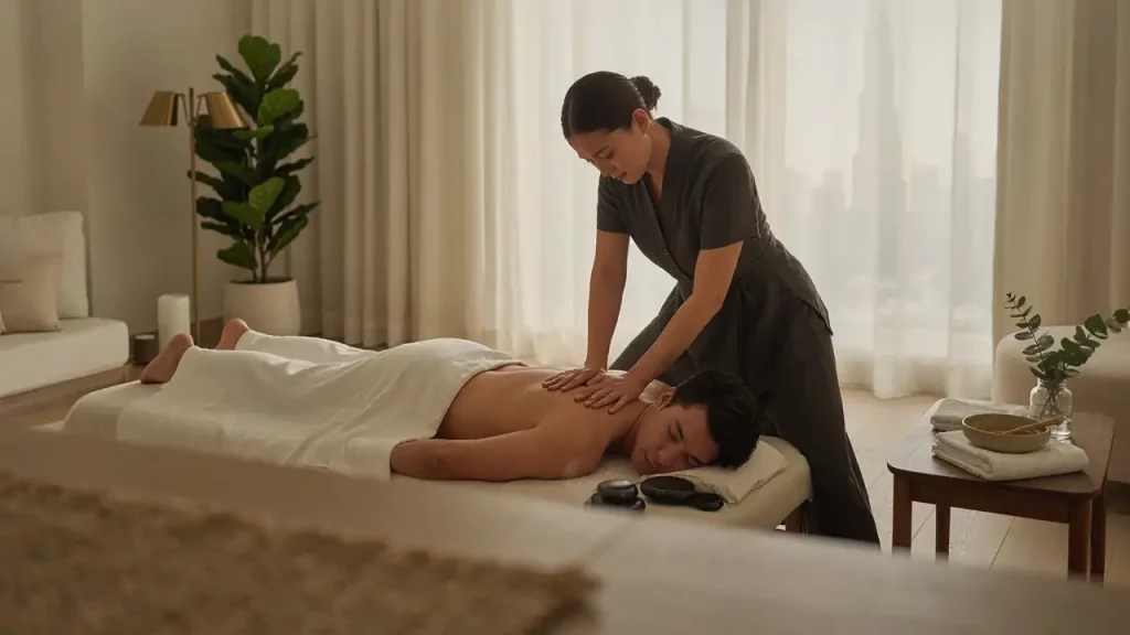 Full body massage in Dubai with hot stone therapy at home