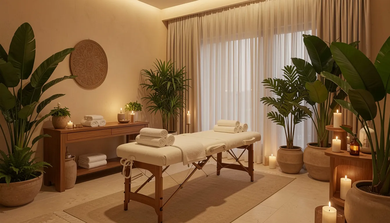 Spa at home Arabian Ranches with a professional therapist preparing a massage treatment in a luxury villa