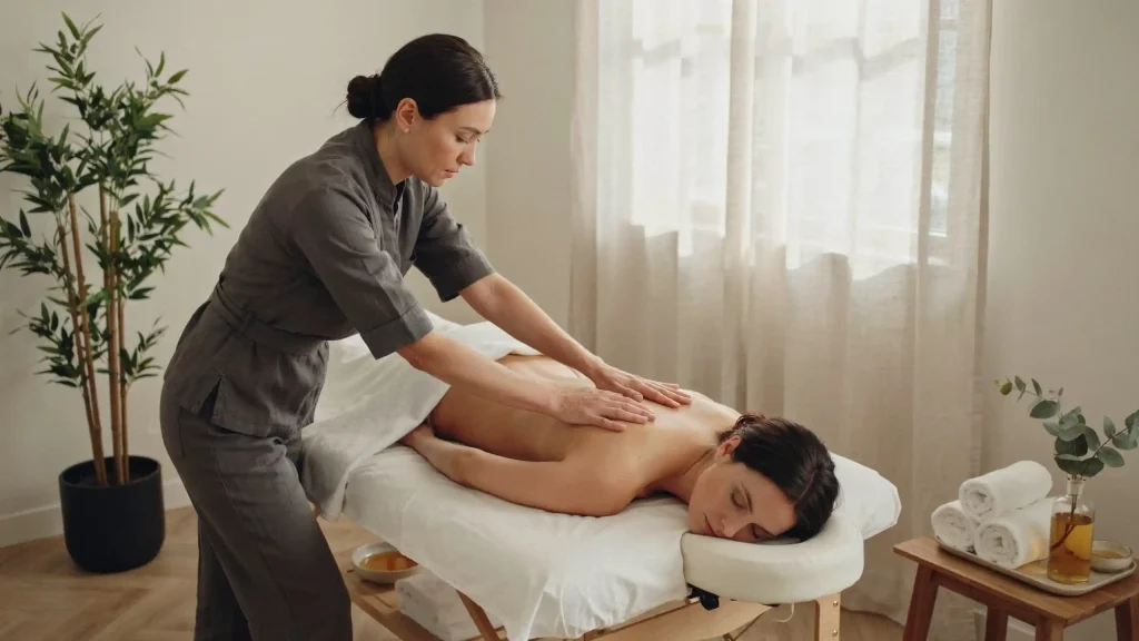 Full body massage at home Arabian Ranches 3 therapist arriving at villa
