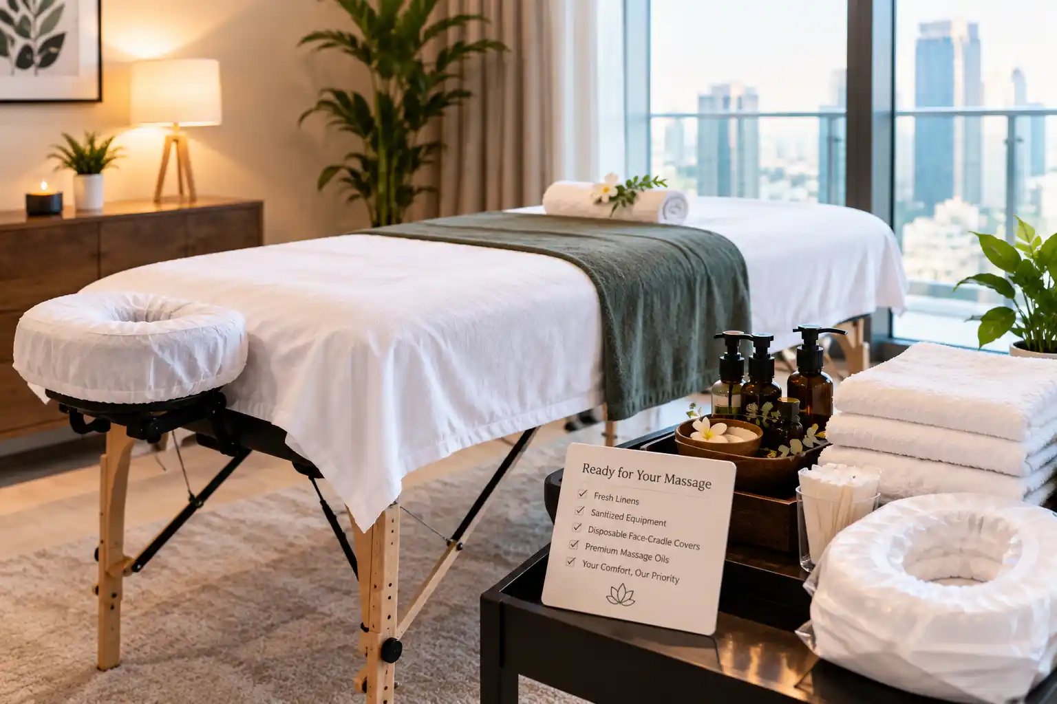 Home massage JVT equipment prepared for a professional session