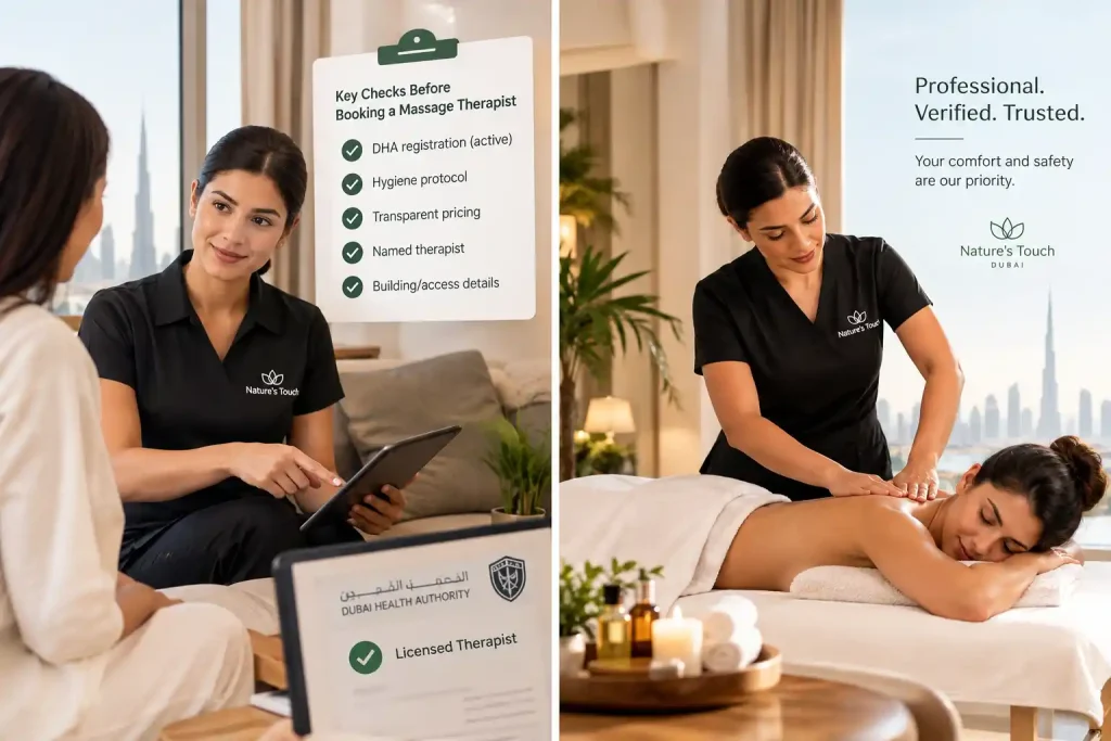 How to choose a massage therapist in Dubai with DHA registration and hygiene checks